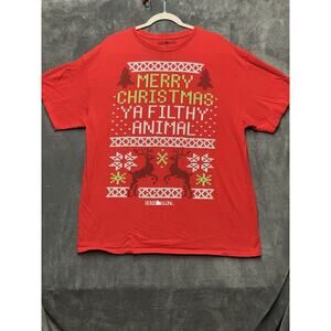 Home Alone Shirt Adult XL Red Merry Christmas Ya Filthy Animal FauxUgly Sweater
